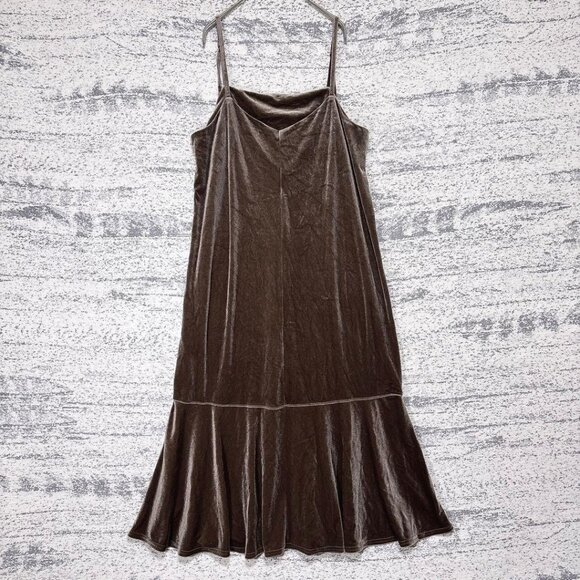 SamMos2 Velour Cami Dress Brown Fall/Winter Flare Long - Picture 3 of 5